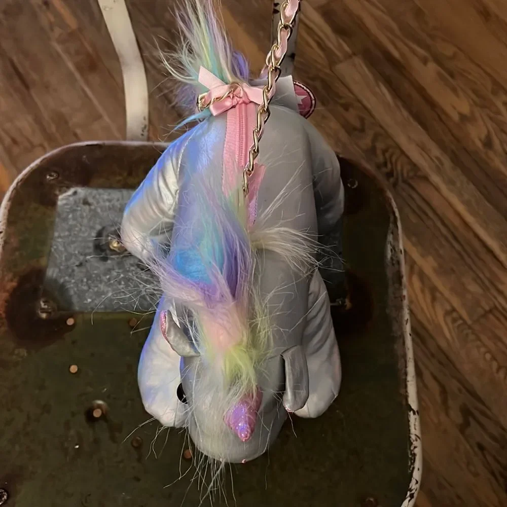 1 LEFT! Olly & Me Mermaid Silver Unicorn Plush Bag
